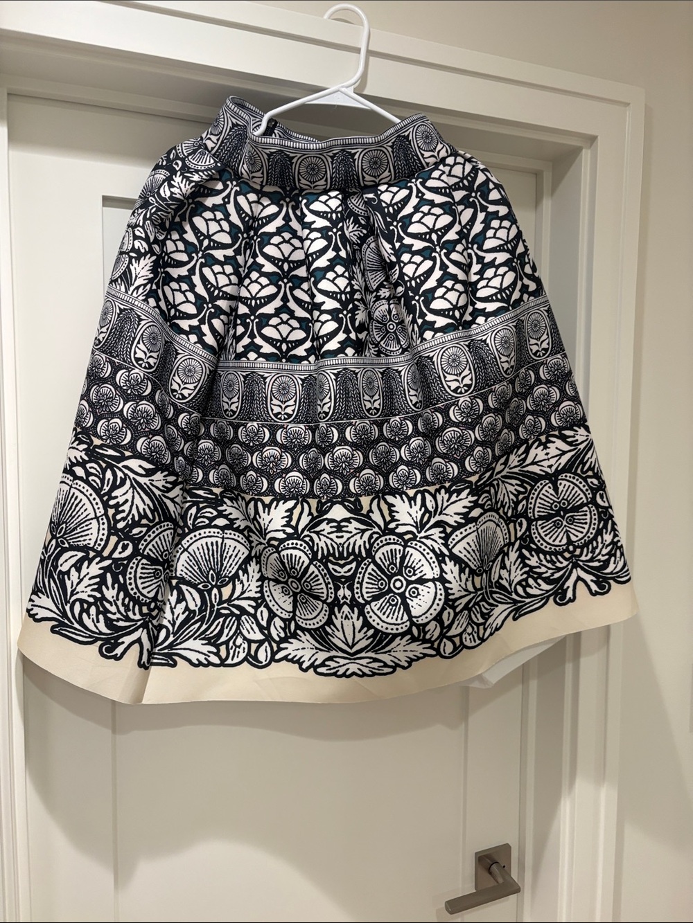 Maje Navy and White Printed Circle Skirt